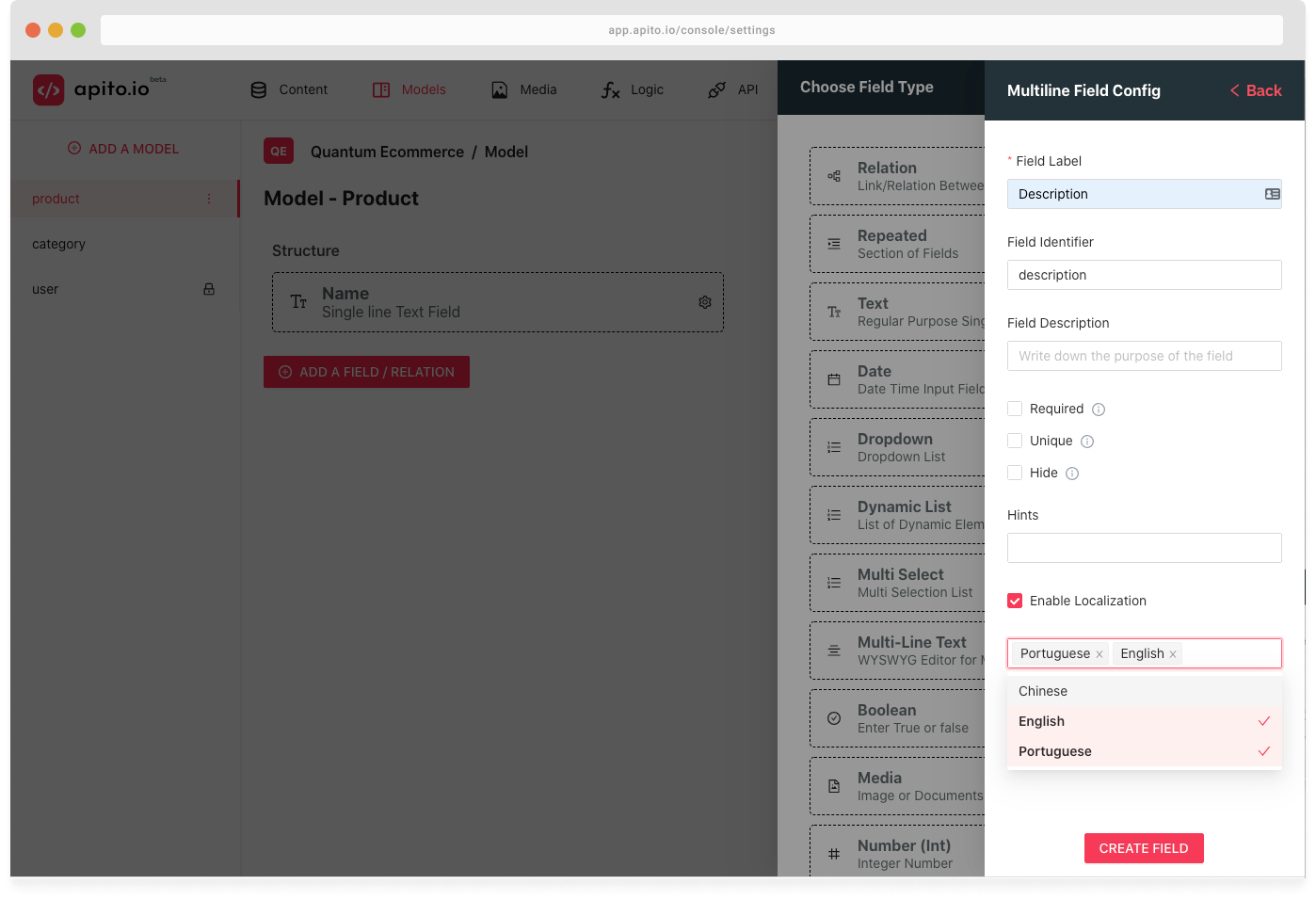 Apito Console - Field Localization